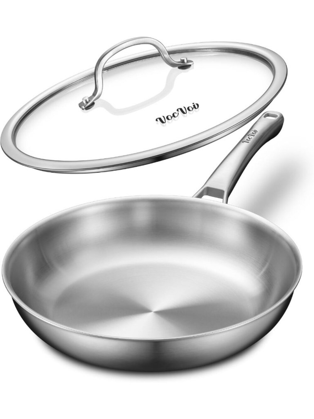 12" Stainless Steel Frying Pan with Lid | Durable Cookware for Versatile Cooking